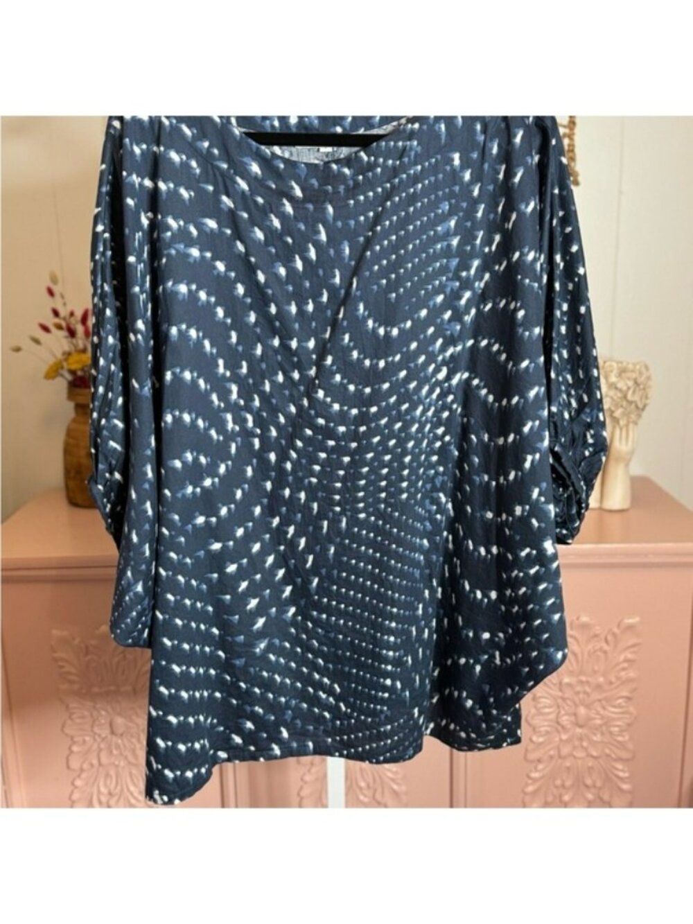 Women’s Bryn Walker‎ batwing top Elegant Blue and white